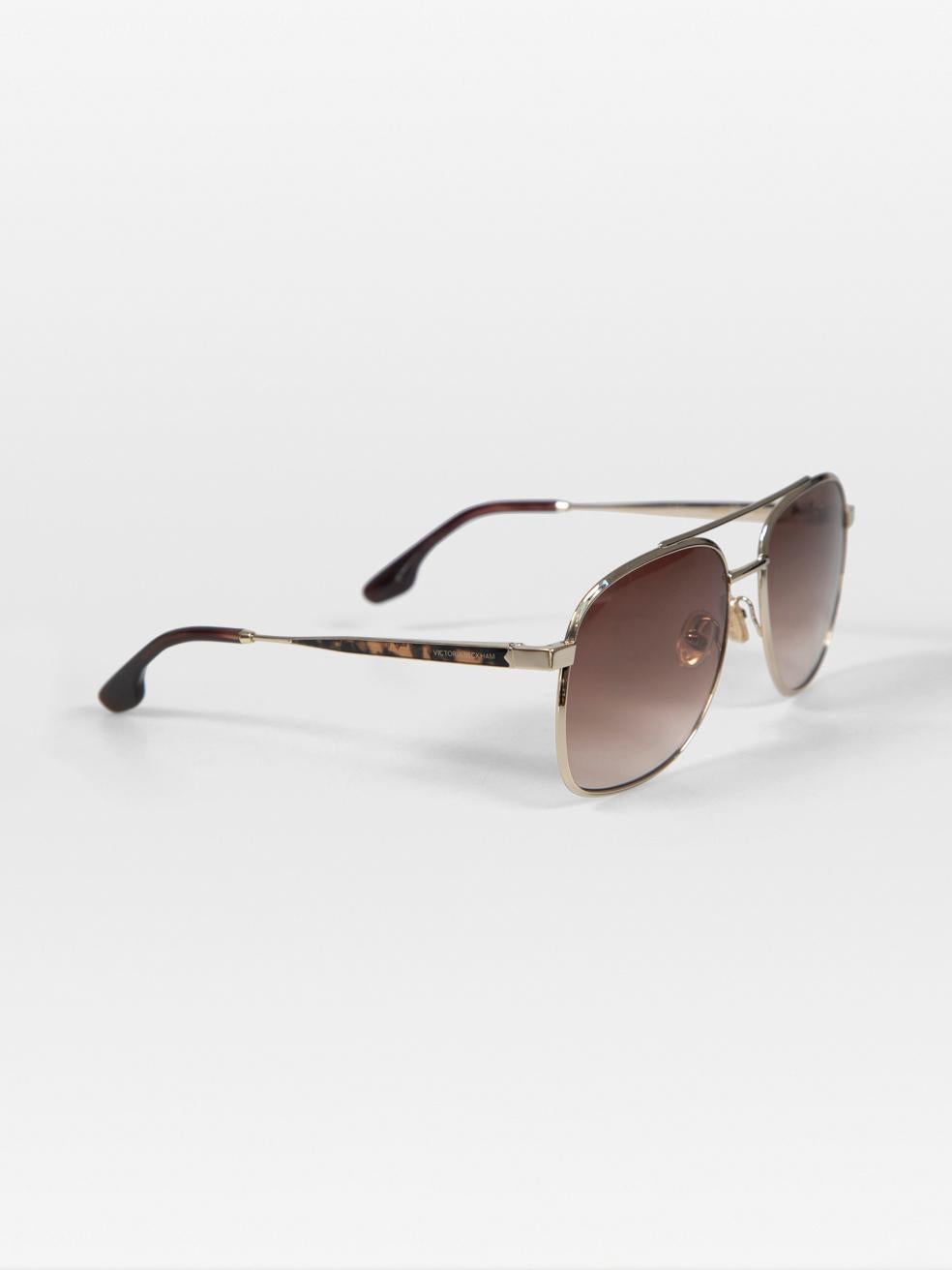 Brown Victoria Beckham Gold Navigator Gradient Sunglasses For Sale