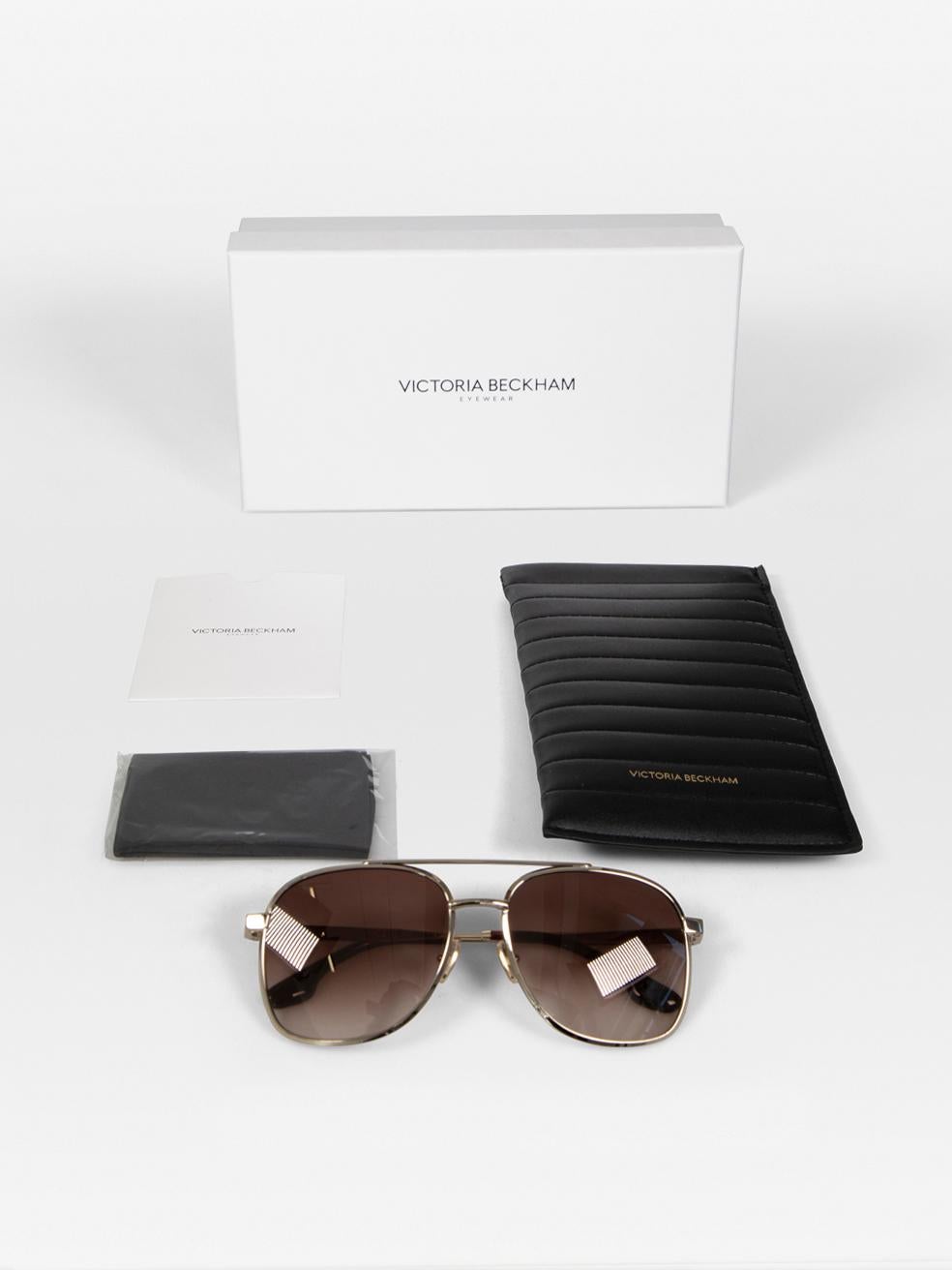 Victoria Beckham Gold Navigator Gradient Sunglasses For Sale 4