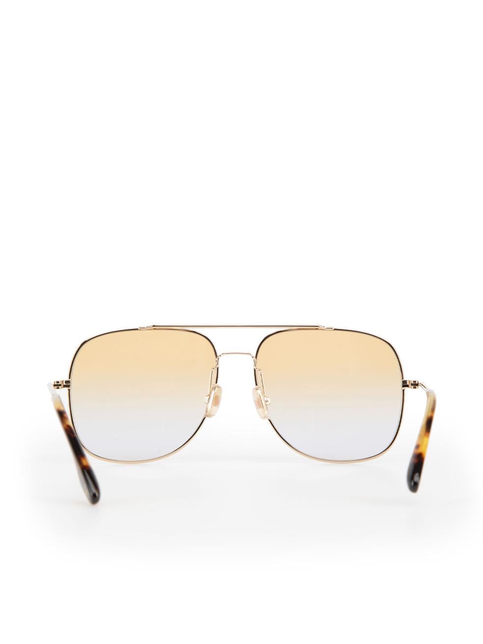 Victoria Beckham Gold Pilot Yellow Gradient Sunglasses In New Condition In London, GB