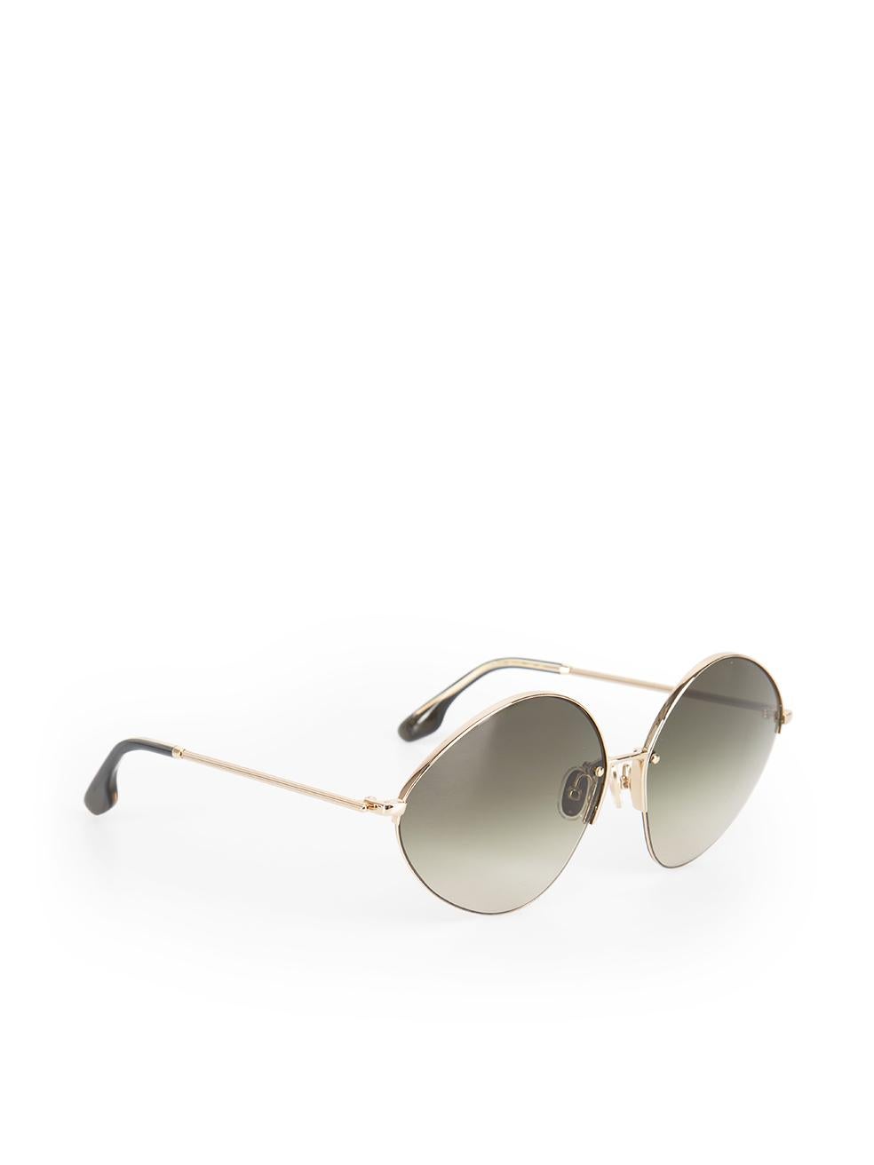 Brown Victoria Beckham Gold & Sage Gradient Sunglasses