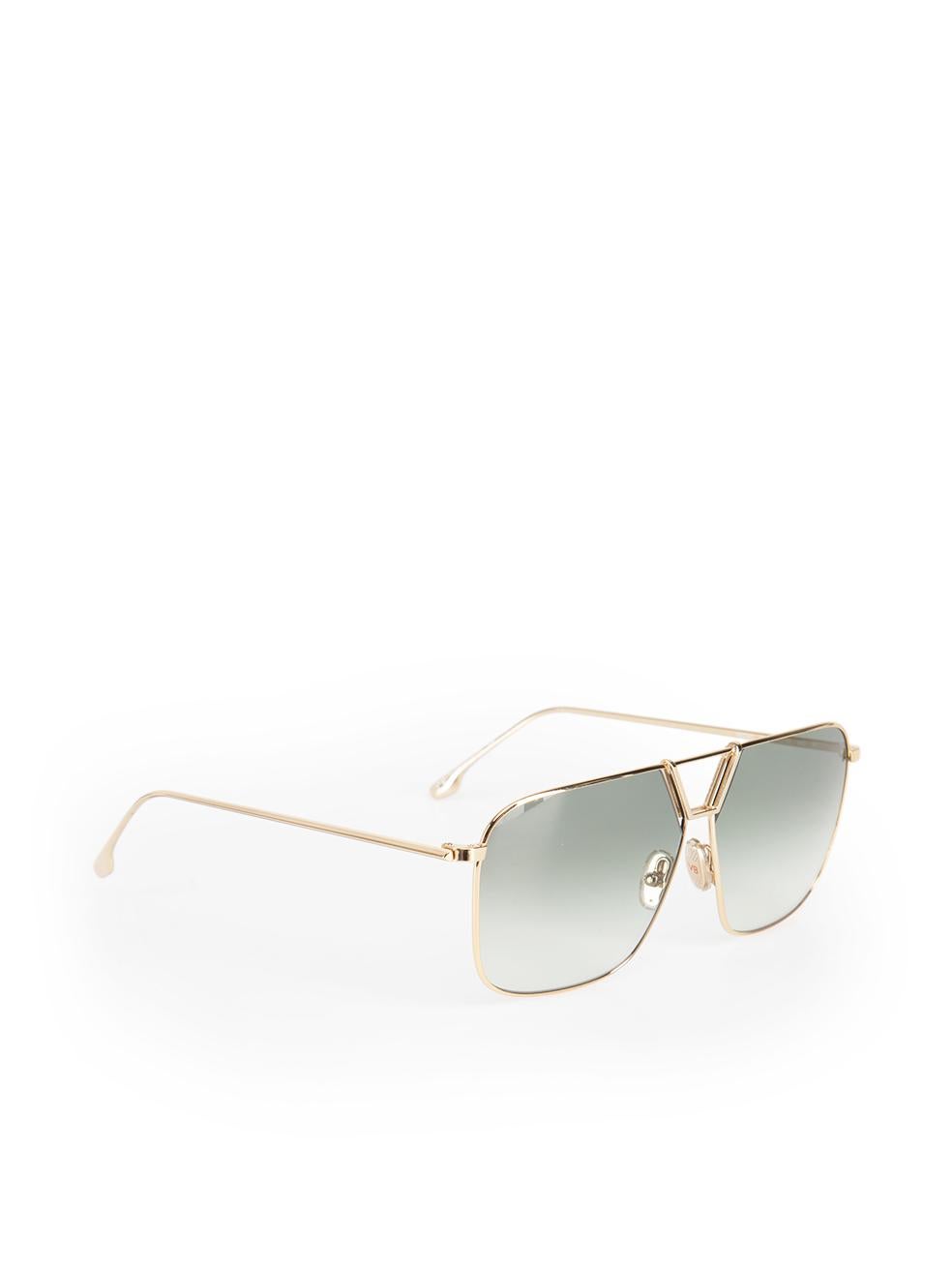 Victoria Beckham Gold & Sage Square Sunglasses In New Condition In London, GB