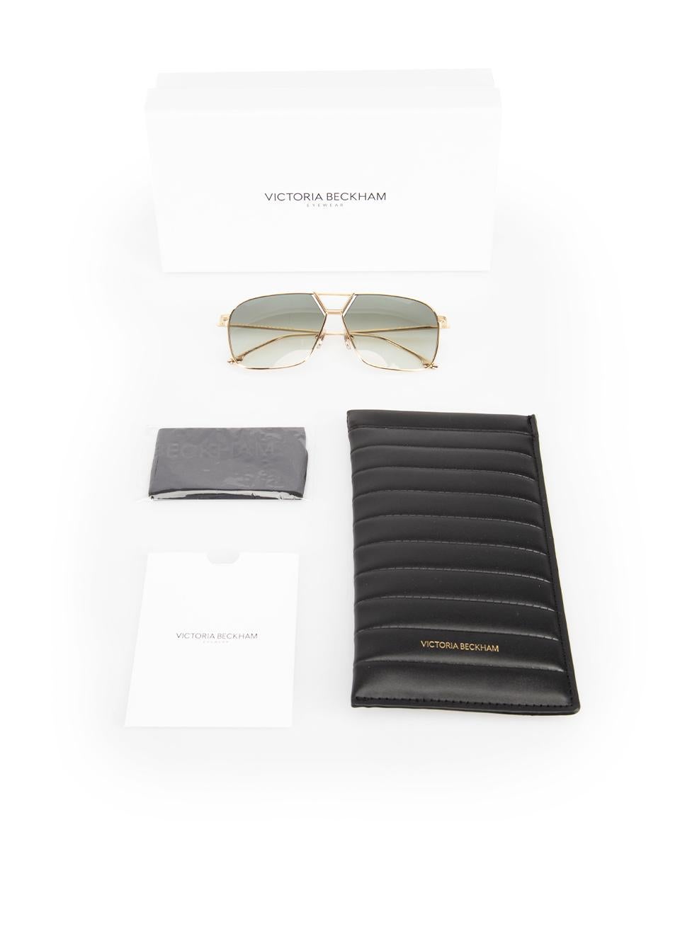 Victoria Beckham Gold & Sage Square Sunglasses 4