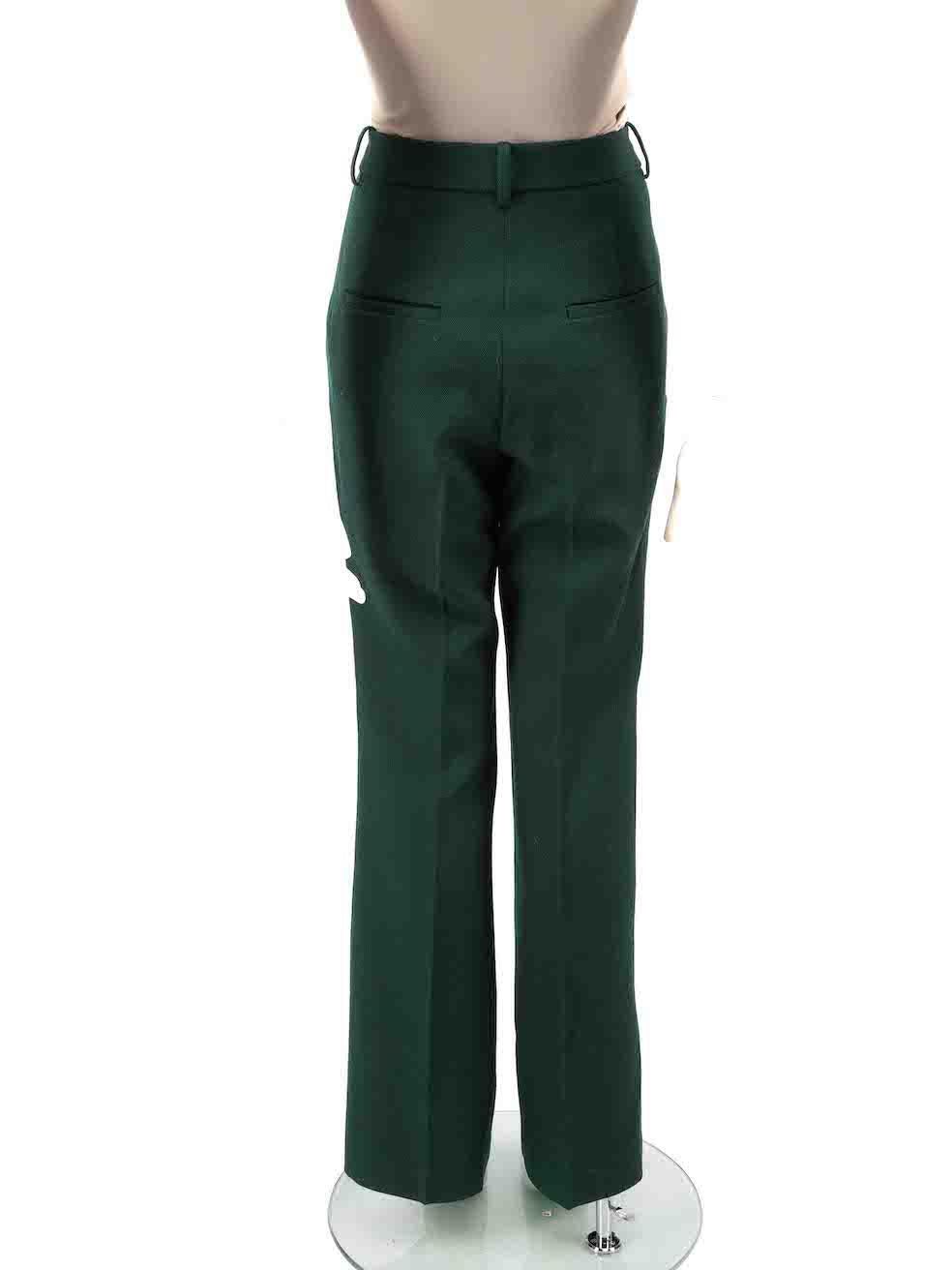 Victoria Beckham Green Wool Flared Trousers Size L In Good Condition For Sale In London, GB
