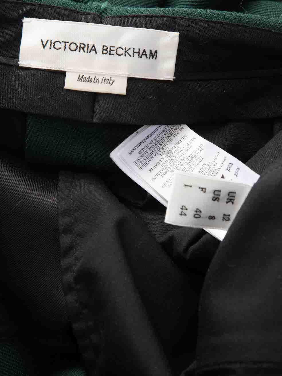 Women's Victoria Beckham Green Wool Flared Trousers Size L For Sale