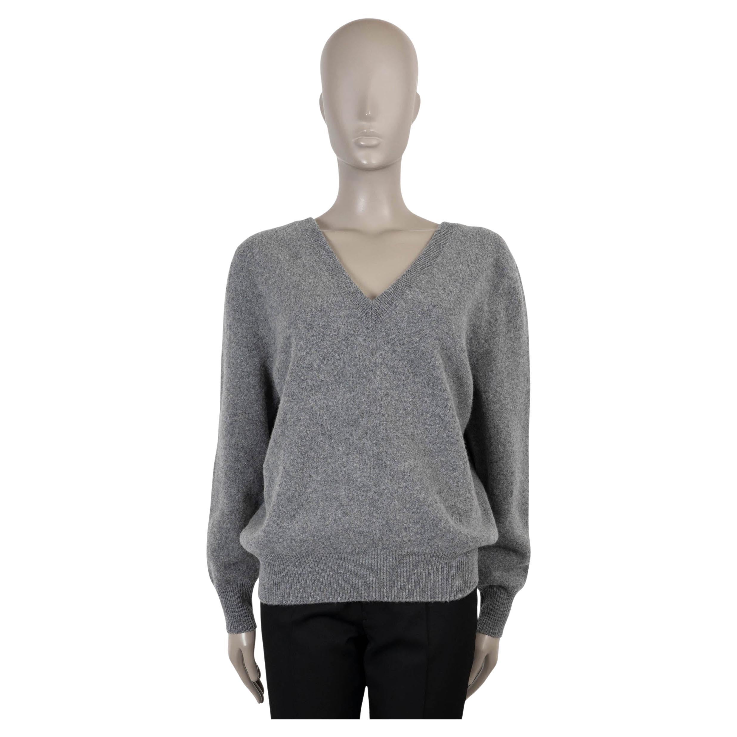 VICTORIA BECKHAM grey brushed wool 2022 DOUBLE V-NECK Sweater 3 L