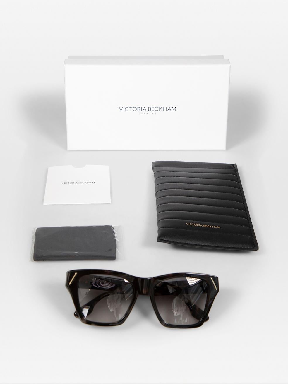 Victoria Beckham Grey Havana Rectangle Sunglasses For Sale 4