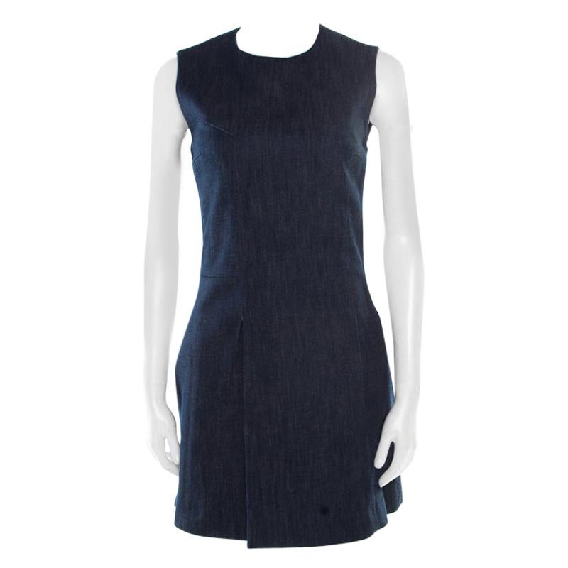 Victoria Beckham - Mini-robe sans manches en jean délavé indigo, taille S