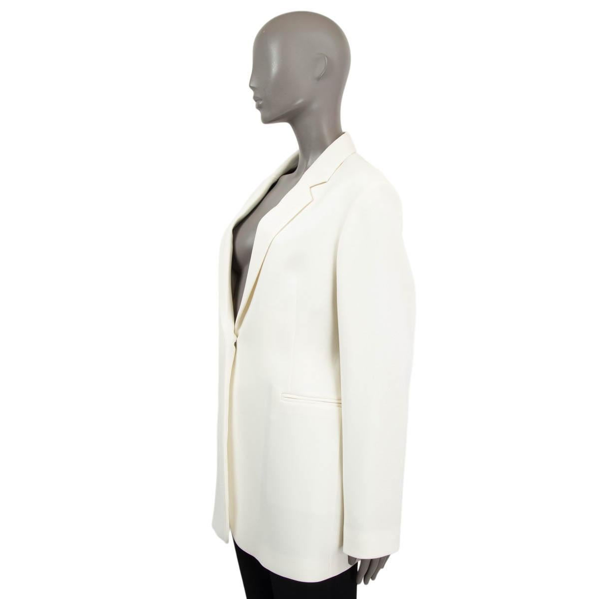 Gray VICTORIA BECKHAM ivory acetate CREPE Blazer Jacket 14 XL For Sale