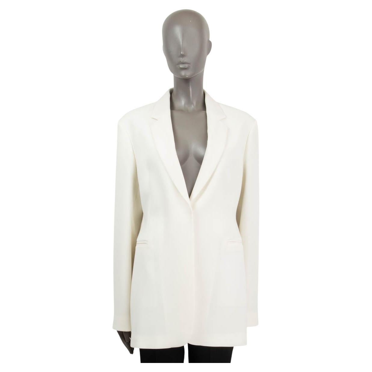 VICTORIA BECKHAM ivory acetate CREPE Blazer Jacket 14 XL For Sale
