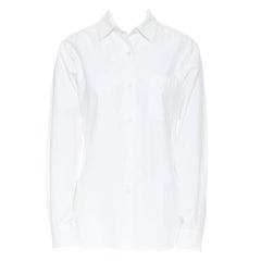 VICTORIA BECKHAM JEANS white cotton classic patch pocket long sleeve shirt UK8