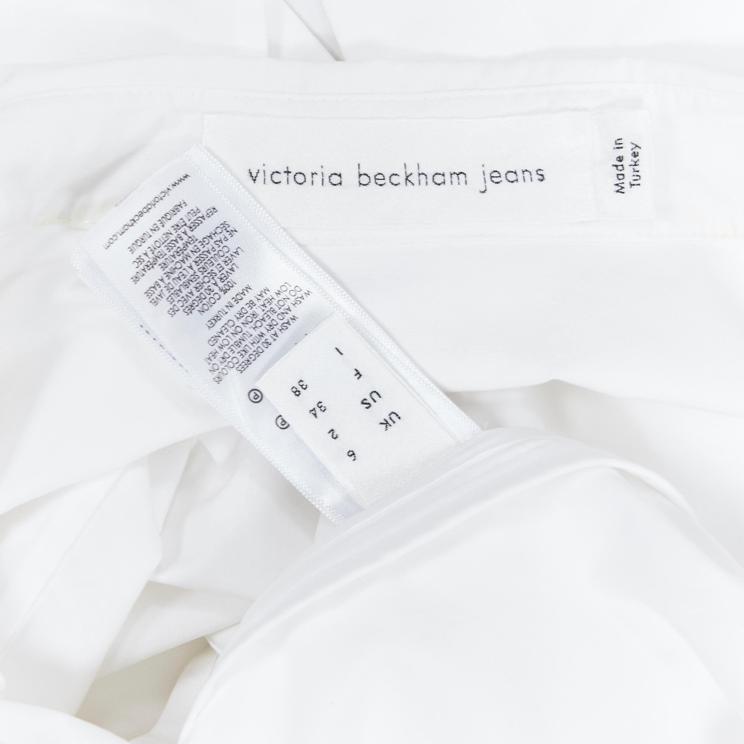 VICTORIA BECKHAM JEANS white cotton splt open back sleeveless shirt UK6 3
