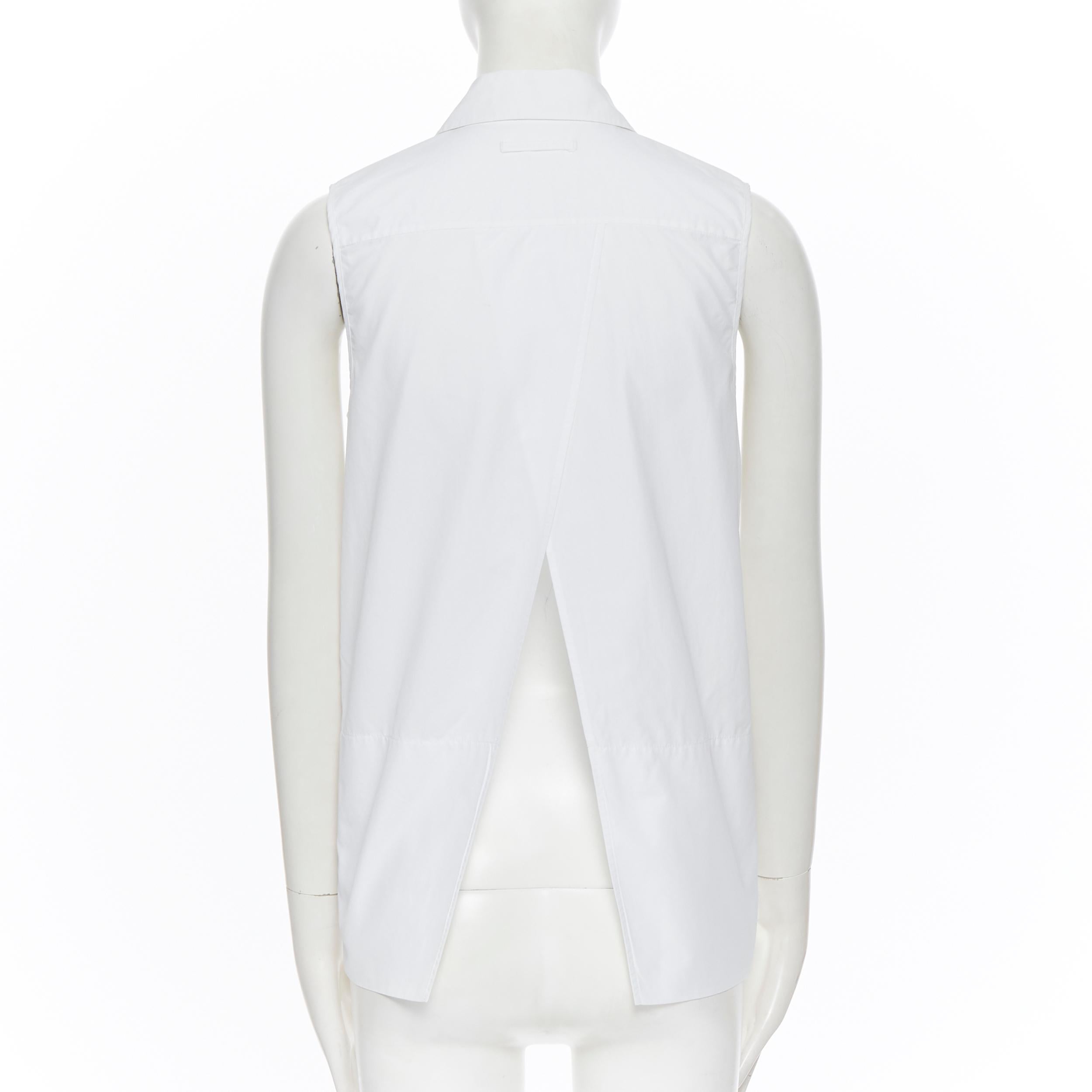Gray VICTORIA BECKHAM JEANS white cotton splt open back sleeveless shirt UK6