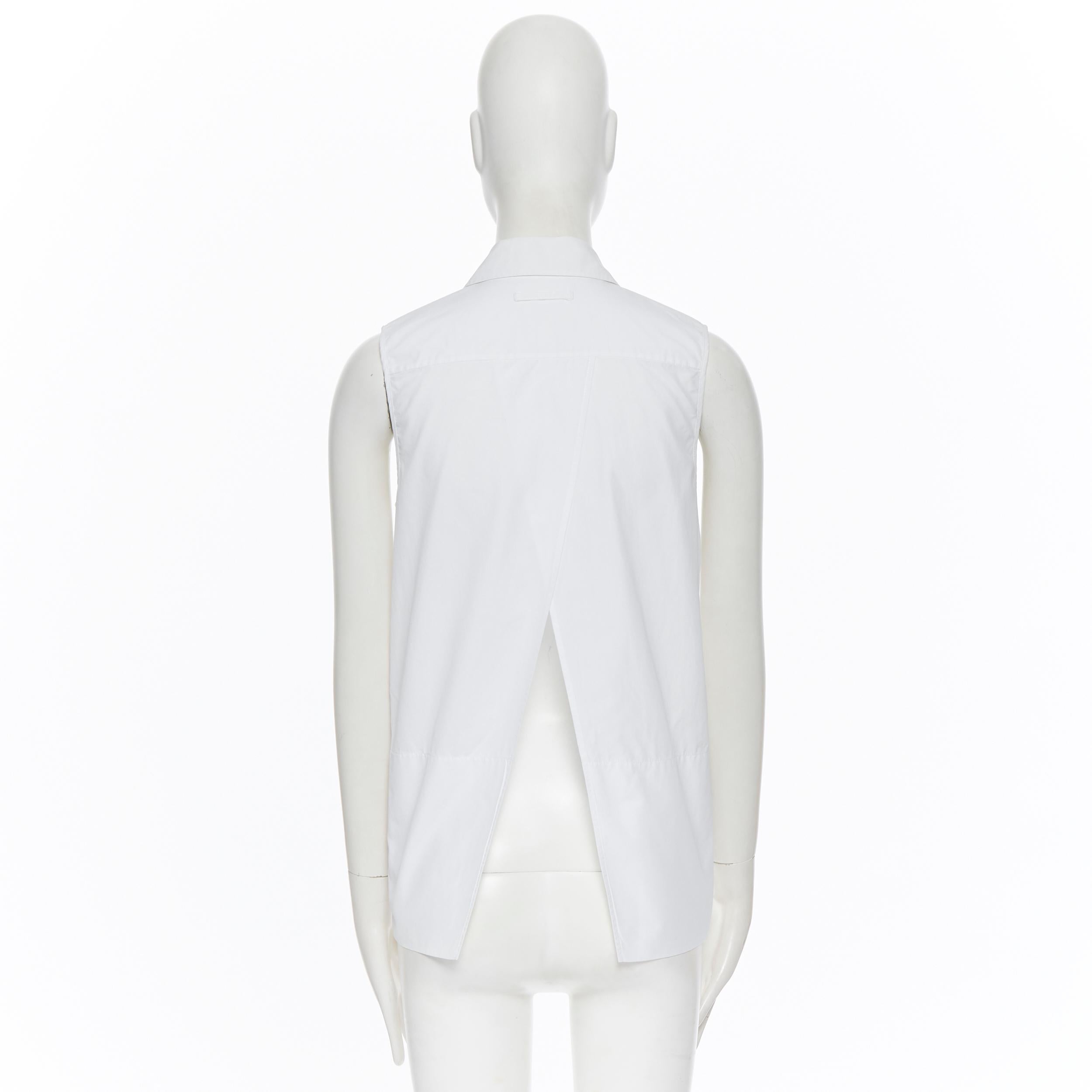 VICTORIA BECKHAM JEANS white cotton splt open back sleeveless shirt UK6 In Good Condition In Hong Kong, NT