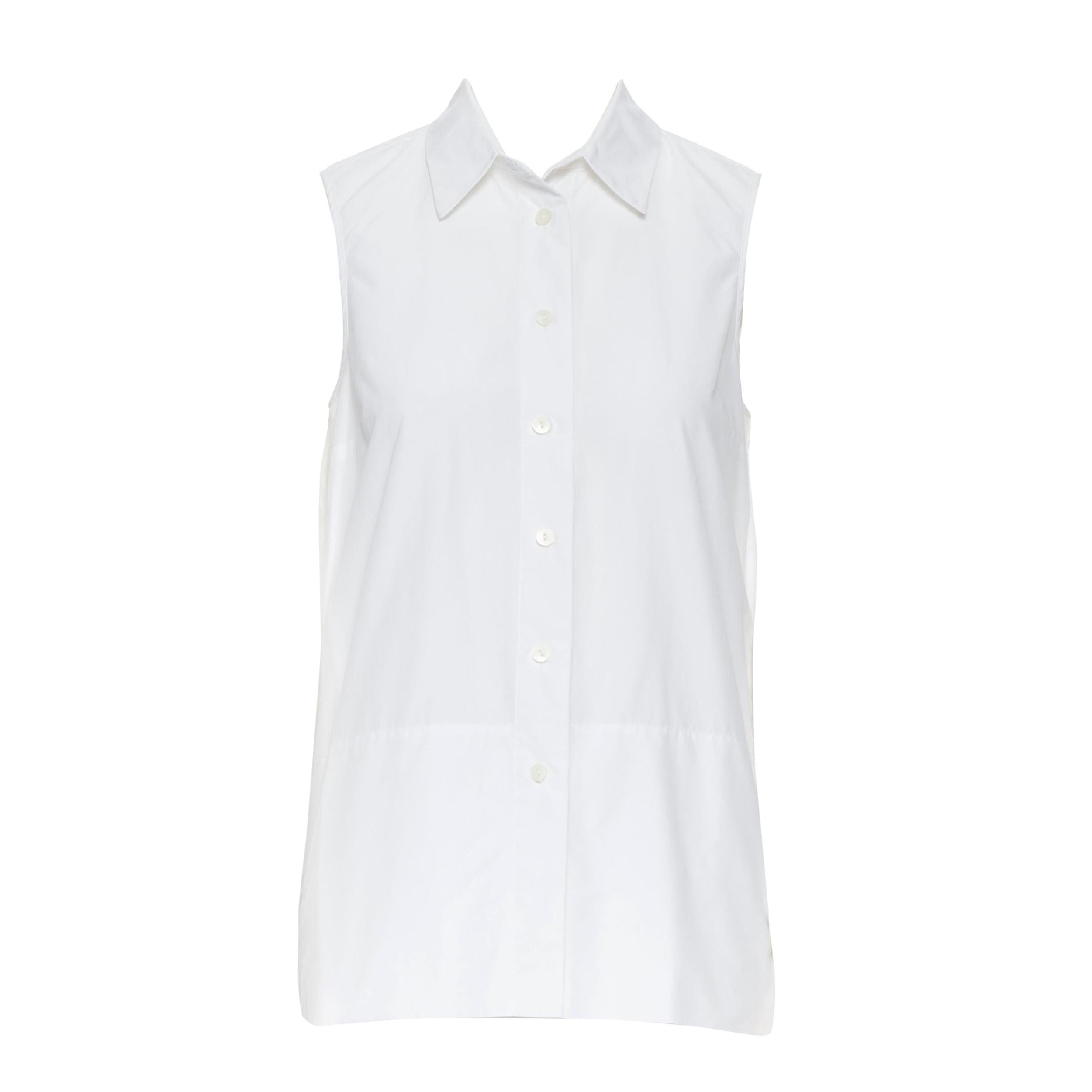 VICTORIA BECKHAM JEANS white cotton splt open back sleeveless shirt UK6
