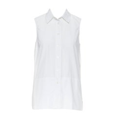 VICTORIA BECKHAM JEANS white cotton splt open back sleeveless shirt UK6