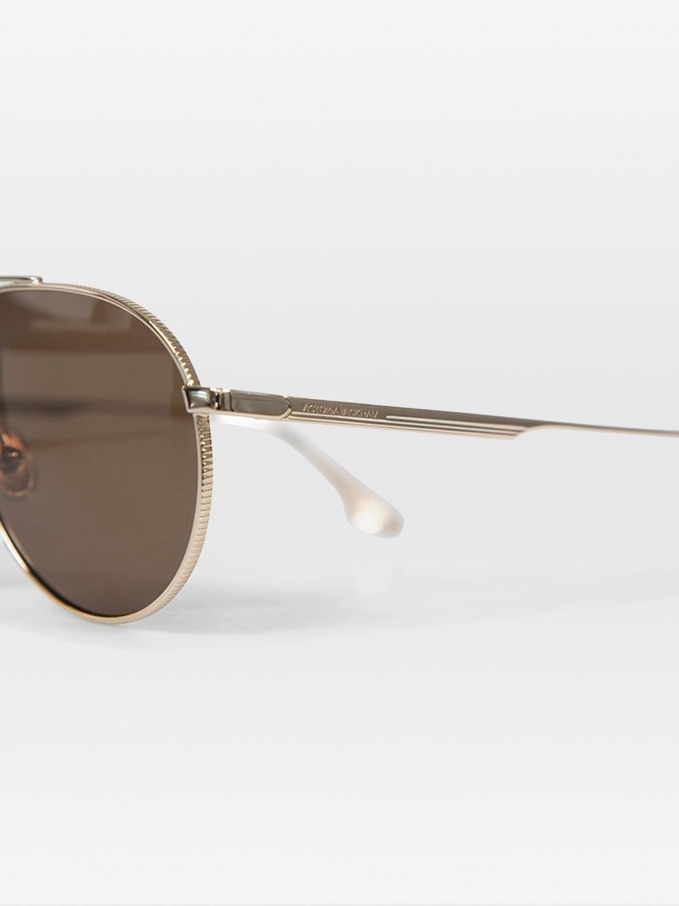 Victoria Beckham Khaki Aviator Frame Tinted Sunglasses in vendita 3