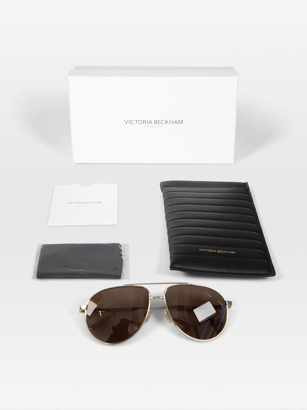 Victoria Beckham Khaki Aviator Frame Tinted Sunglasses in vendita 4