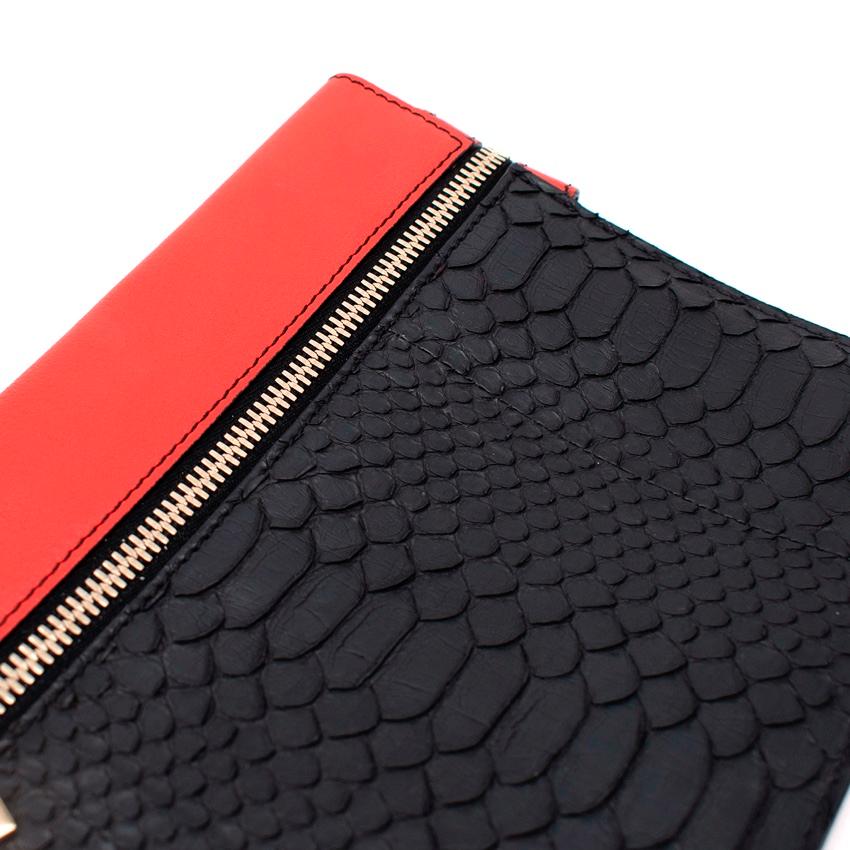 Victoria Beckham Leather & Python Bicolour Clutch Bag In Excellent Condition For Sale In London, GB