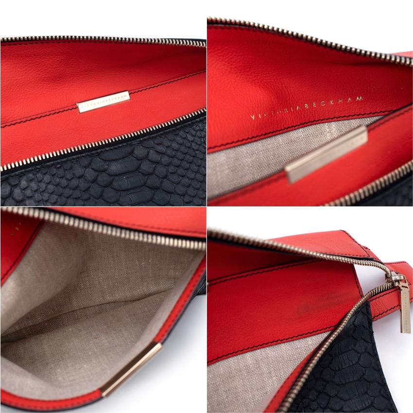 Victoria Beckham Leather & Python Bicolour Clutch Bag For Sale 1