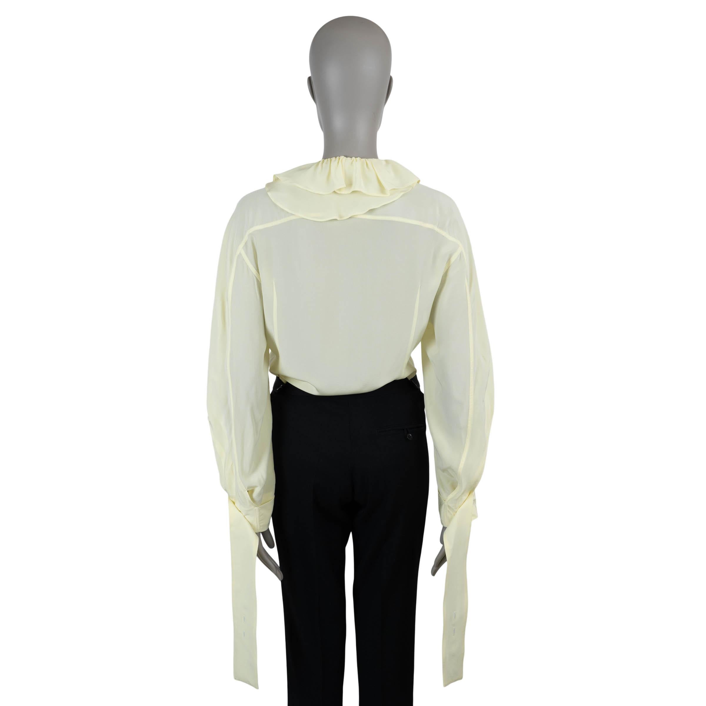 Beige Chemisier VICtoria BECKHAM jaune citron 2023 à revers froncé XS en vente