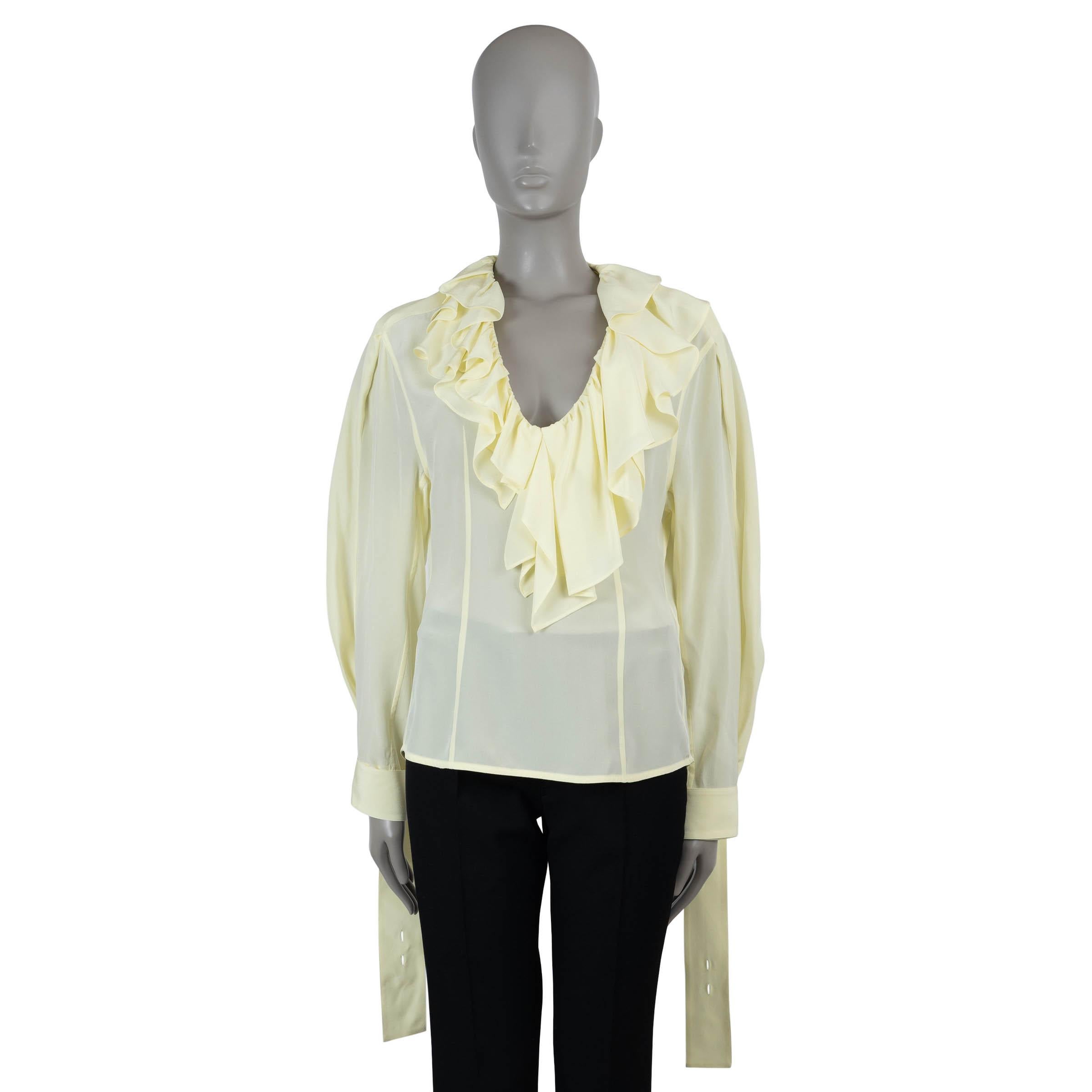 Chemisier VICtoria BECKHAM jaune citron 2023 à revers froncé XS Excellent état - En vente à Zürich, CH