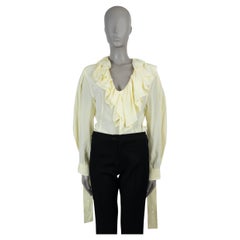 VICTORIA BECKHAM Blusa de seda amarillo limón 2023 RUFFLED SHEER Camisa XS