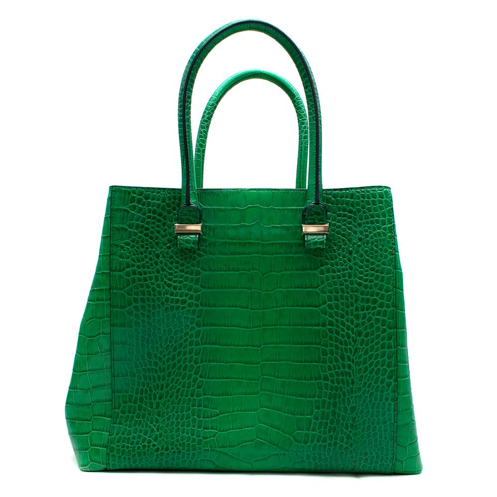 Blue Victoria Beckham Liberty Emerald  Leather Tote	