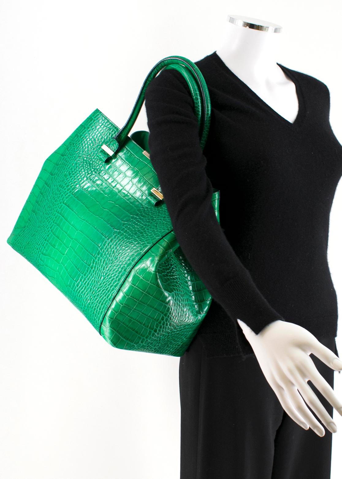 Victoria Beckham Liberty Emerald  Leather Tote	 1