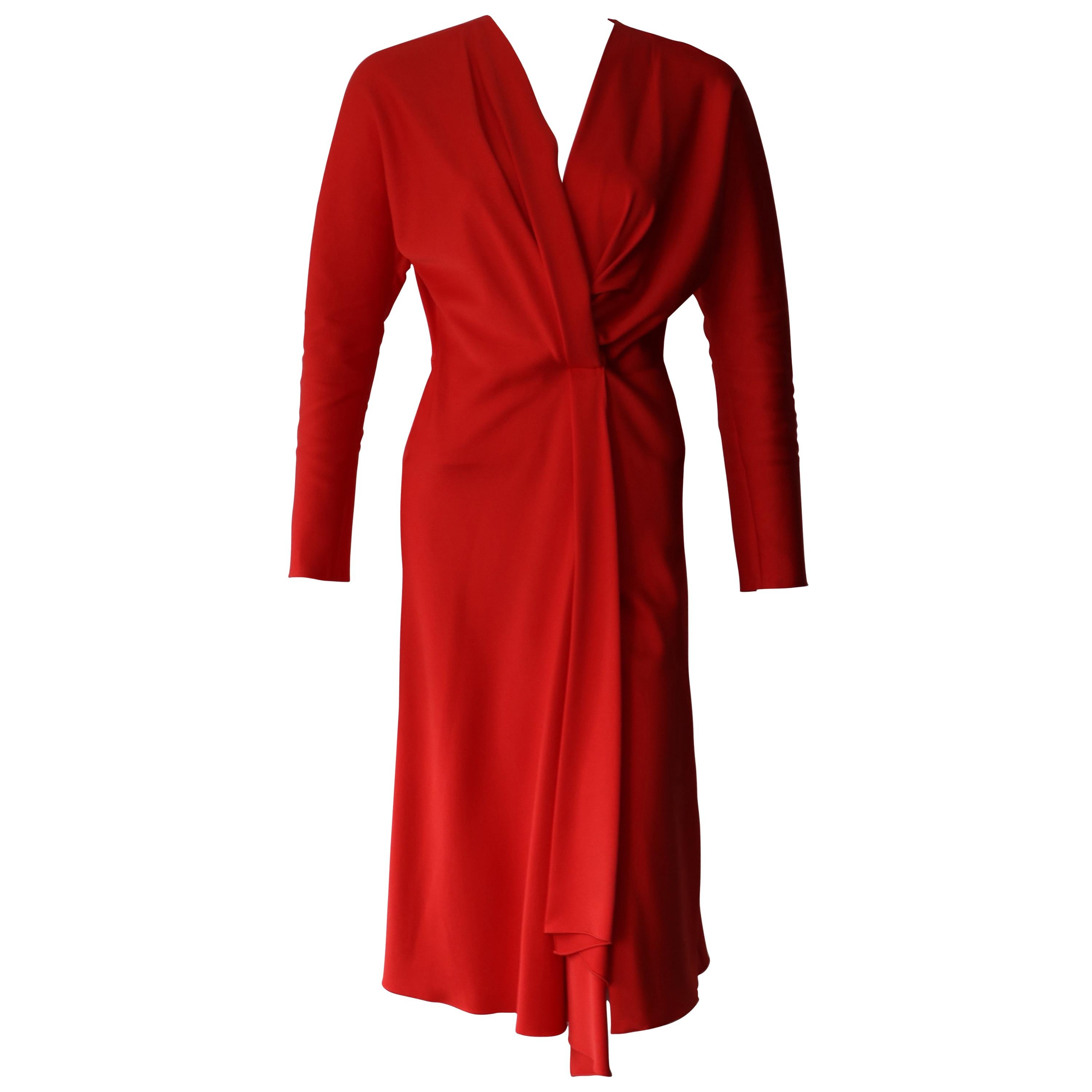 Victoria Beckham Red Long Sleeve Cocktail Dress  