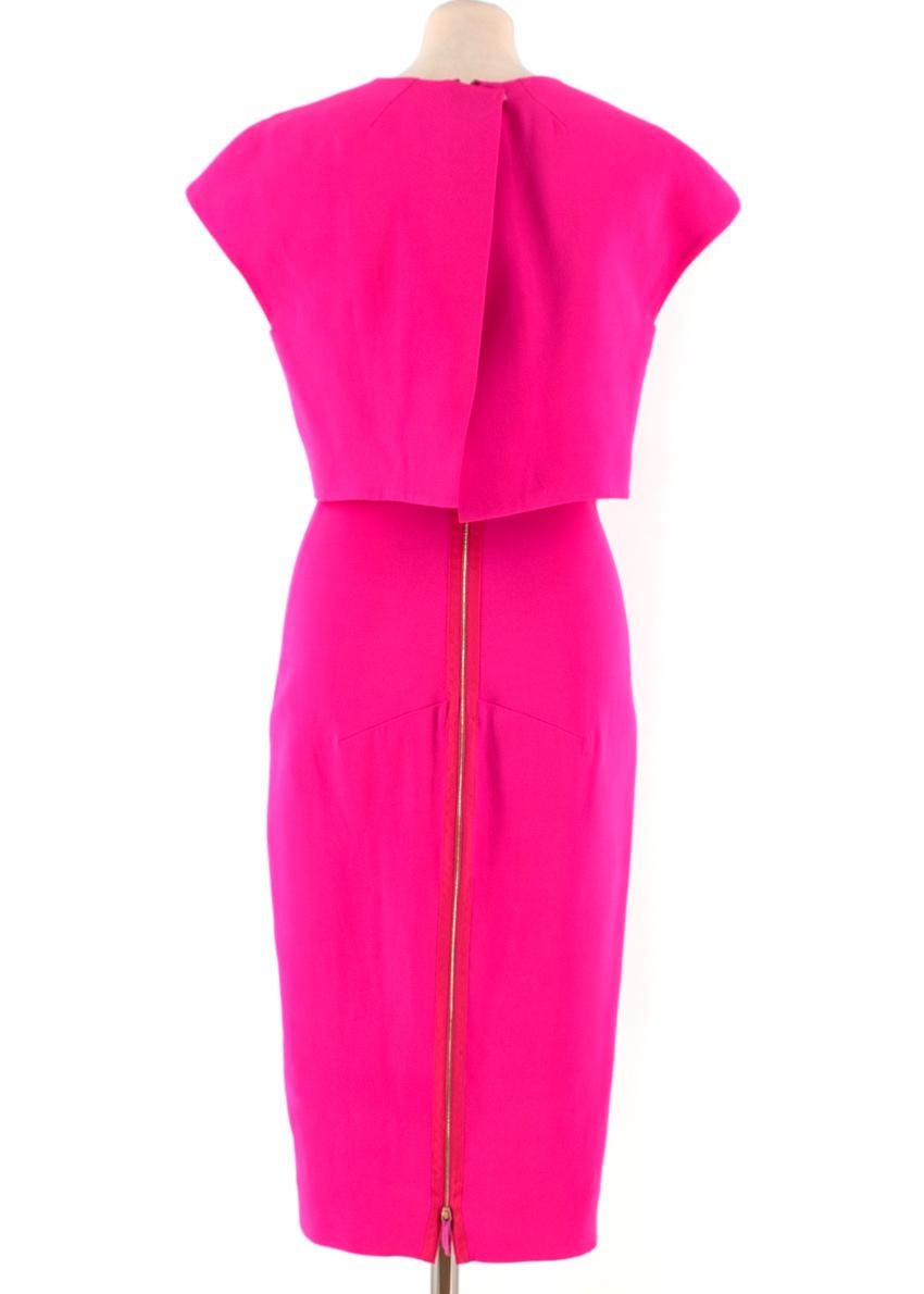Pink Victoria Beckham Magenta Double-Crepe Dress US 6 For Sale