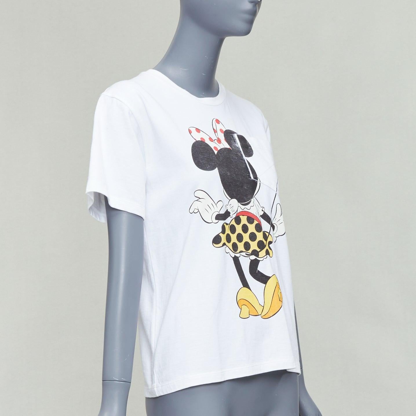 Gray VICTORIA BECKHAM Minnie Mouse print white cotton tshirt UK2 XXS For Sale