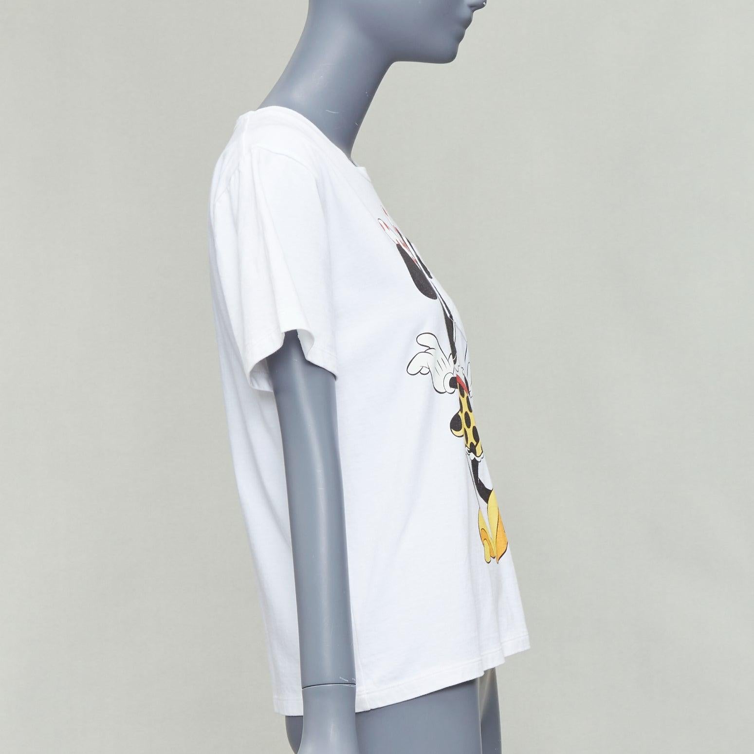 VICTORIA BECKHAM Minnie Mouse print white cotton tshirt UK2 XXS In Fair Condition For Sale In Hong Kong, NT