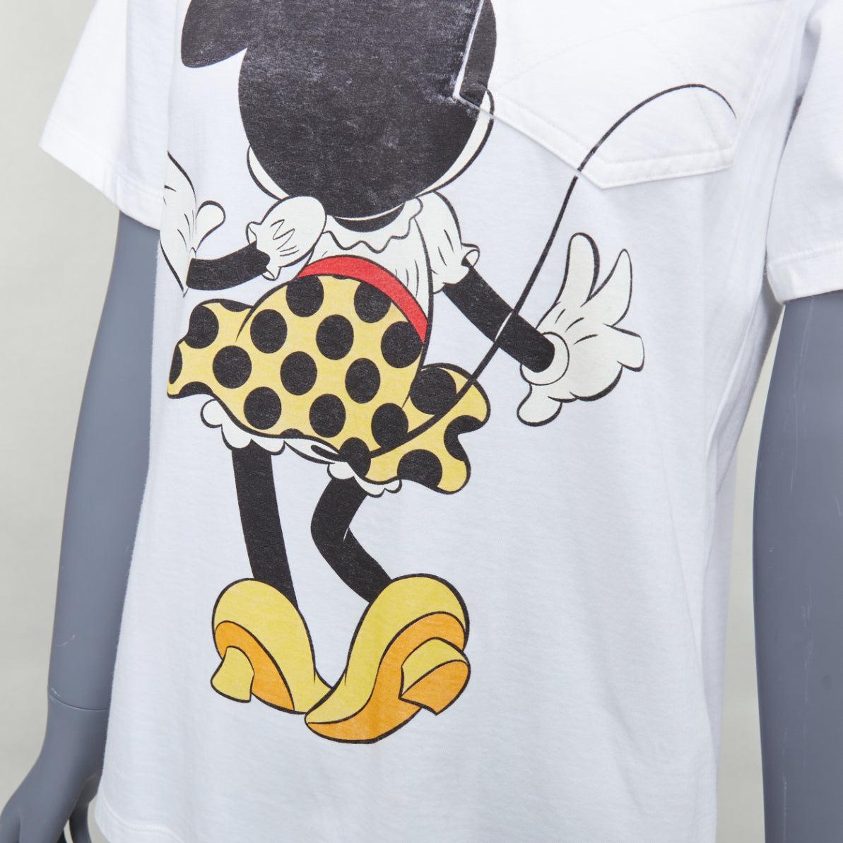 VICTORIA BECKHAM Minnie Mouse print white cotton tshirt UK2 XXS For Sale 2