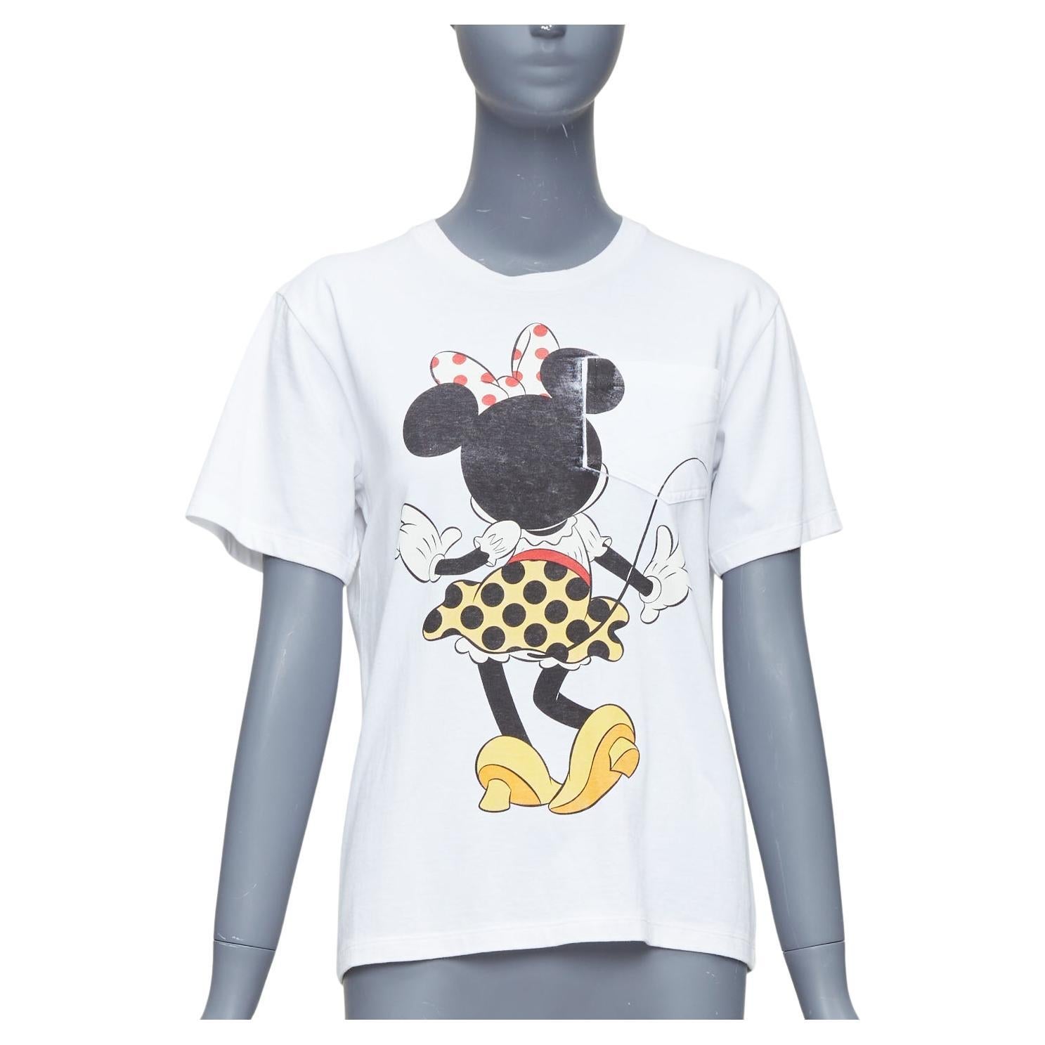 VICTORIA BECKHAM Minnie Mouse print white cotton tshirt UK2 XXS For Sale