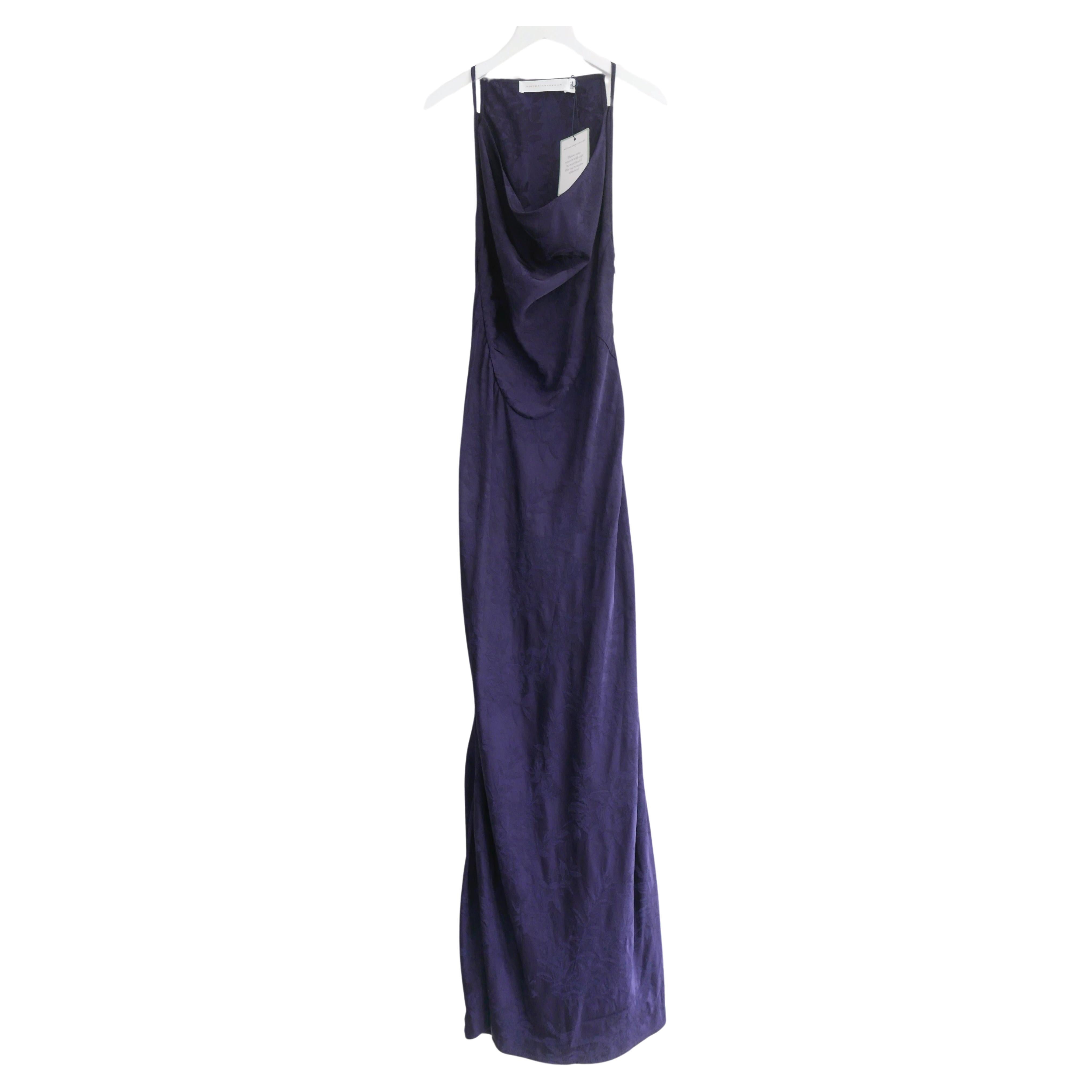 Victoria Beckham Myrtle Jacquard Drape Front Maxi Dress For Sale