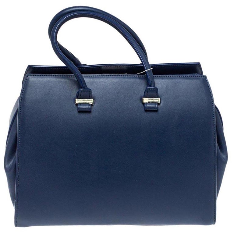 Victoria Beckham Navy Blue Leather Liberty Satchel For Sale at 1stDibs