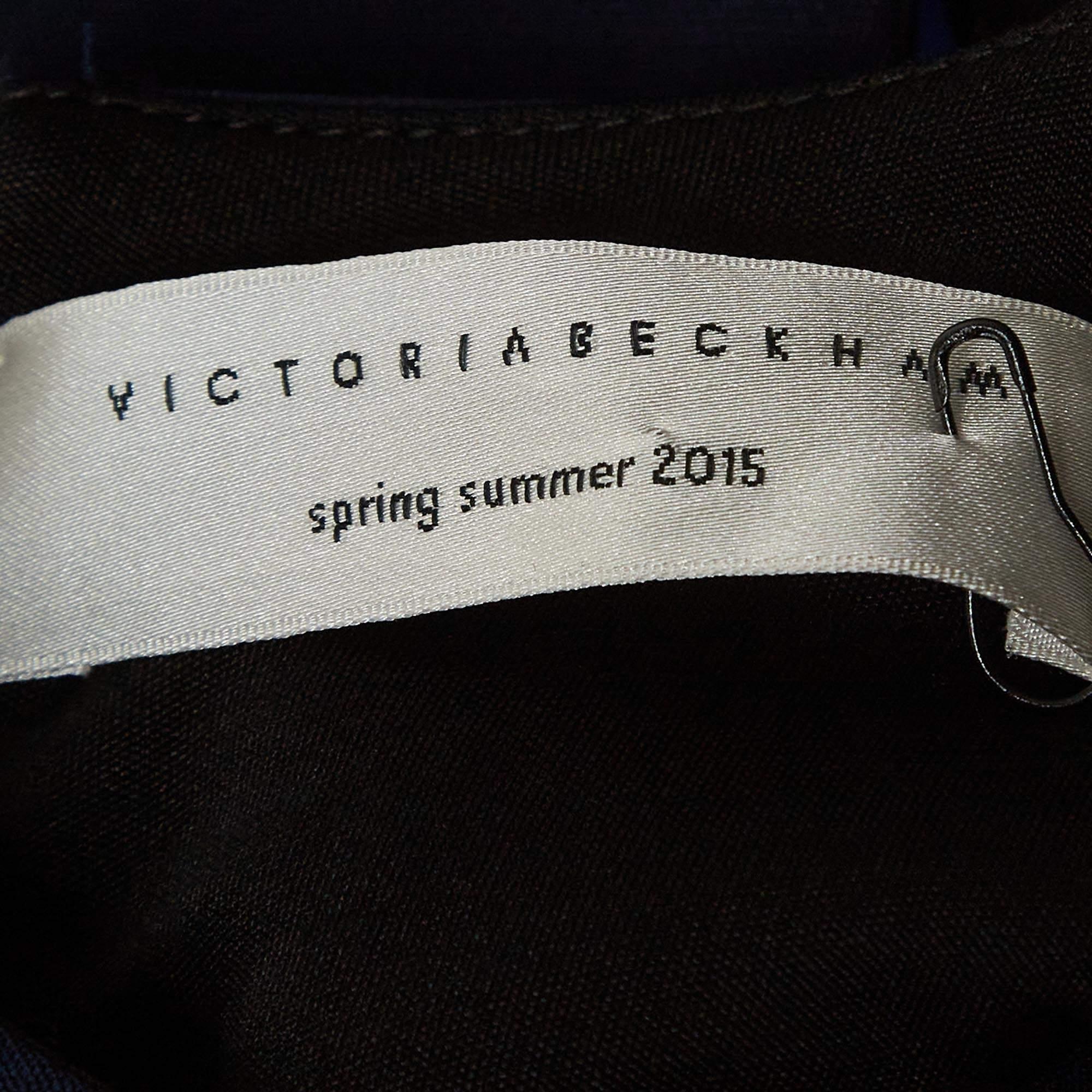 Black Victoria Beckham Navy Blue Silk Blend Cut Out Detail Sheath Dress M