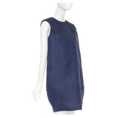 VICTORIA BECKHAM navy blue structural cocoon paneled pocket shift dress UK10 M