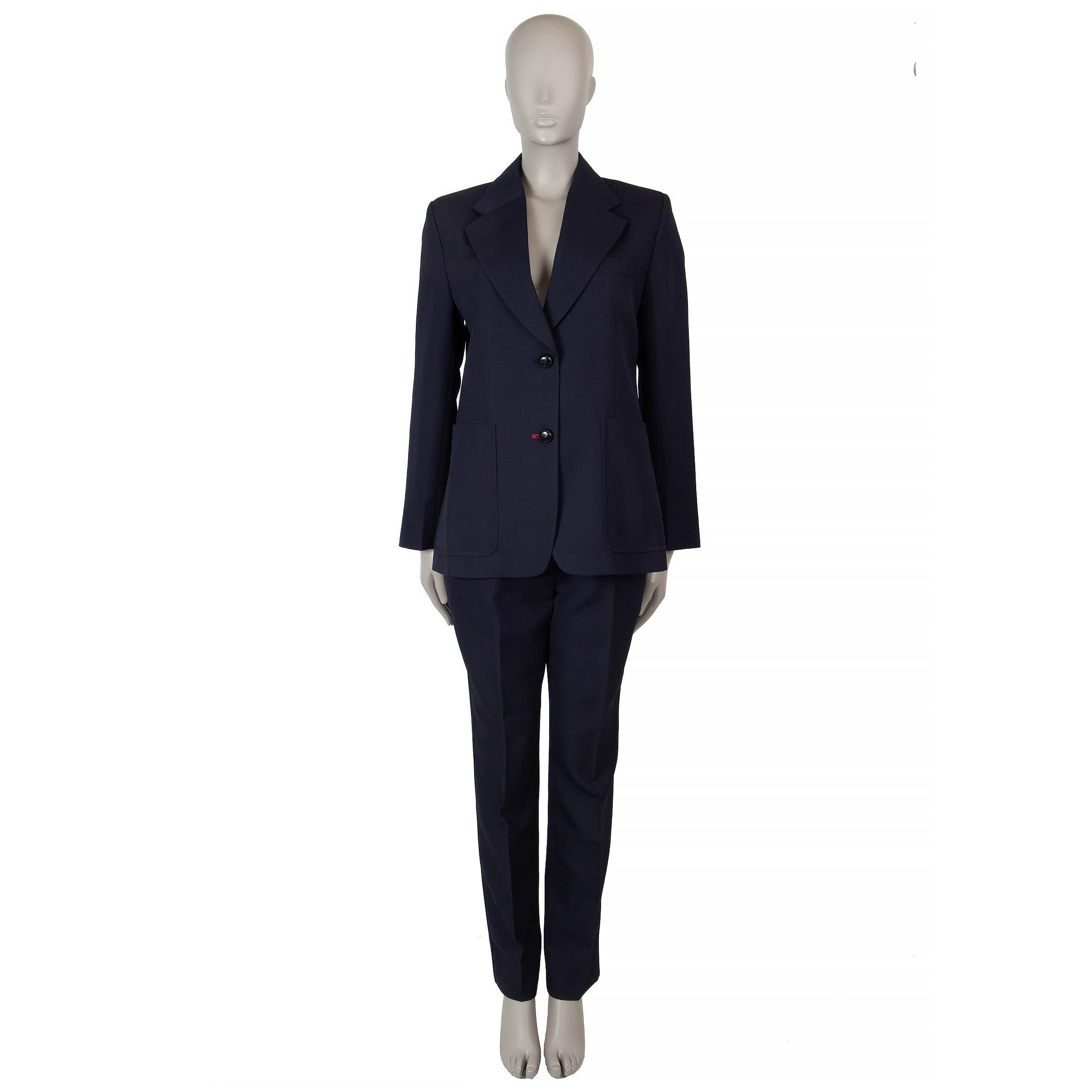 VICTORIA BECKHAM navy blue wool TAPERED SUIT Pants UK 10 S For Sale 1