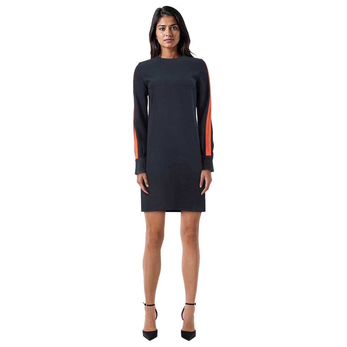 Victoria Beckham Navy Long Slit Sleeves Dress Size XS For Sale