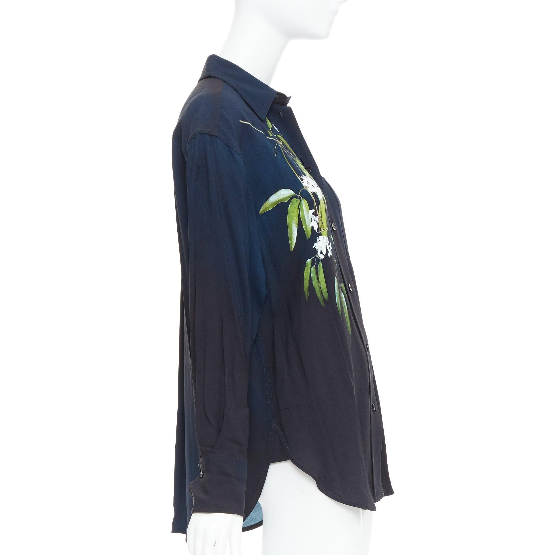 VICTORIA BECKHAM navy ombre Blumendruck Pyjama Shirt Top UK6 XS im Zustand „Gut“ im Angebot in Hong Kong, NT