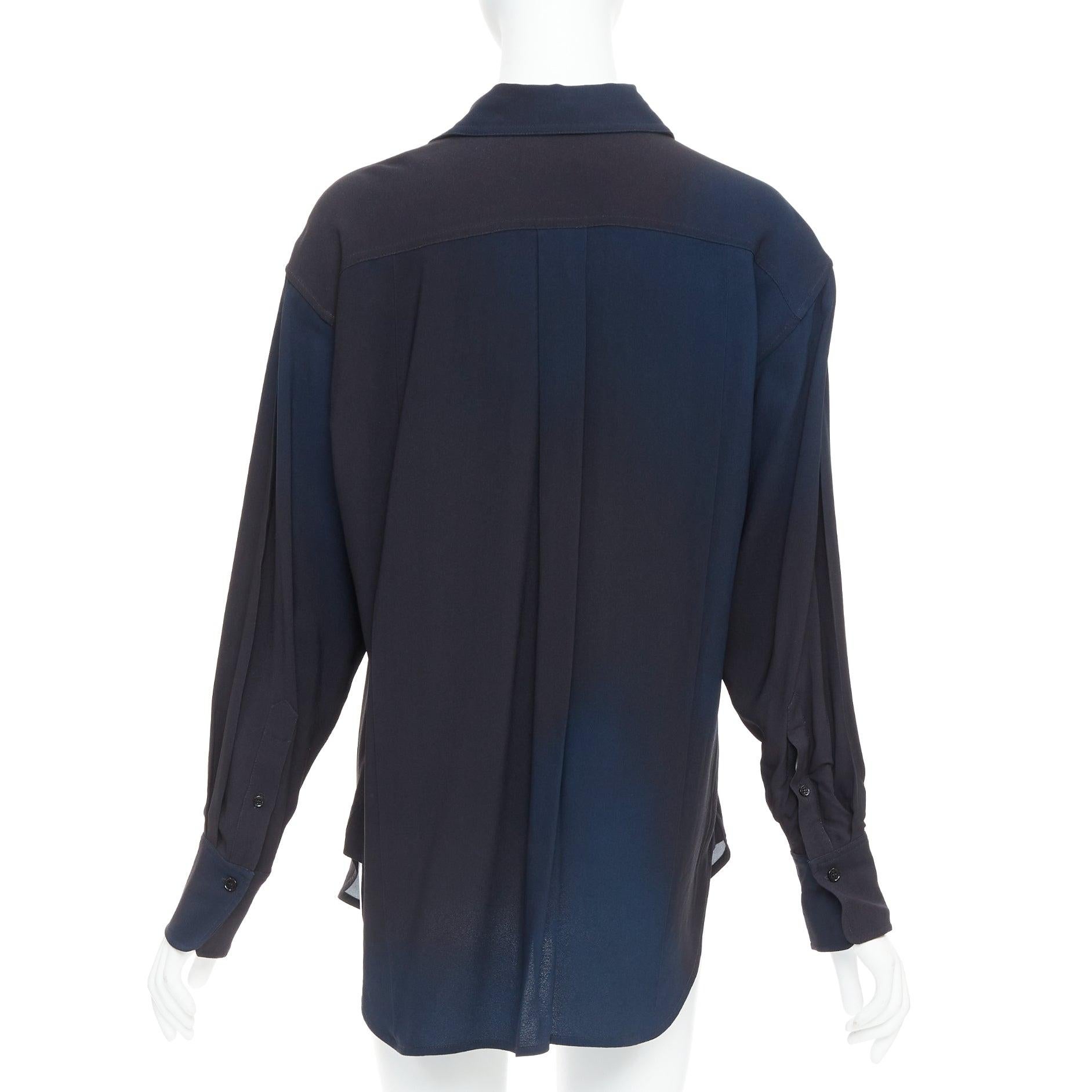 VICTORIA BECKHAM navy ombre Blumendruck Pyjama Shirt Top UK6 XS Damen im Angebot