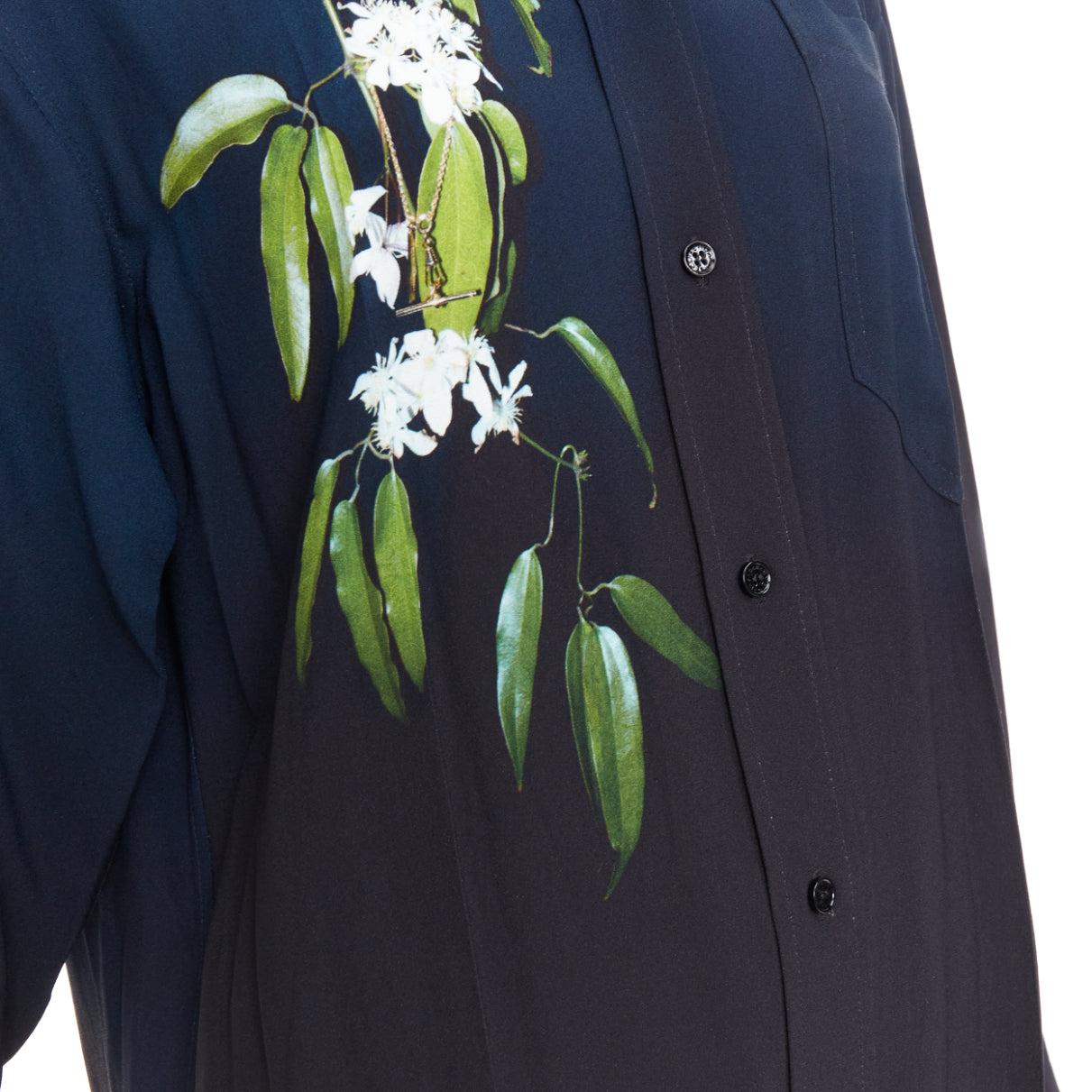 VICTORIA BECKHAM navy ombre Blumendruck Pyjama Shirt Top UK6 XS im Angebot 2