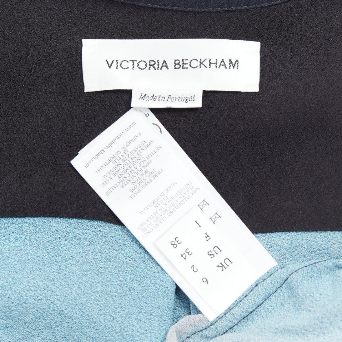 VICTORIA BECKHAM navy ombre Blumendruck Pyjama Shirt Top UK6 XS im Angebot 3