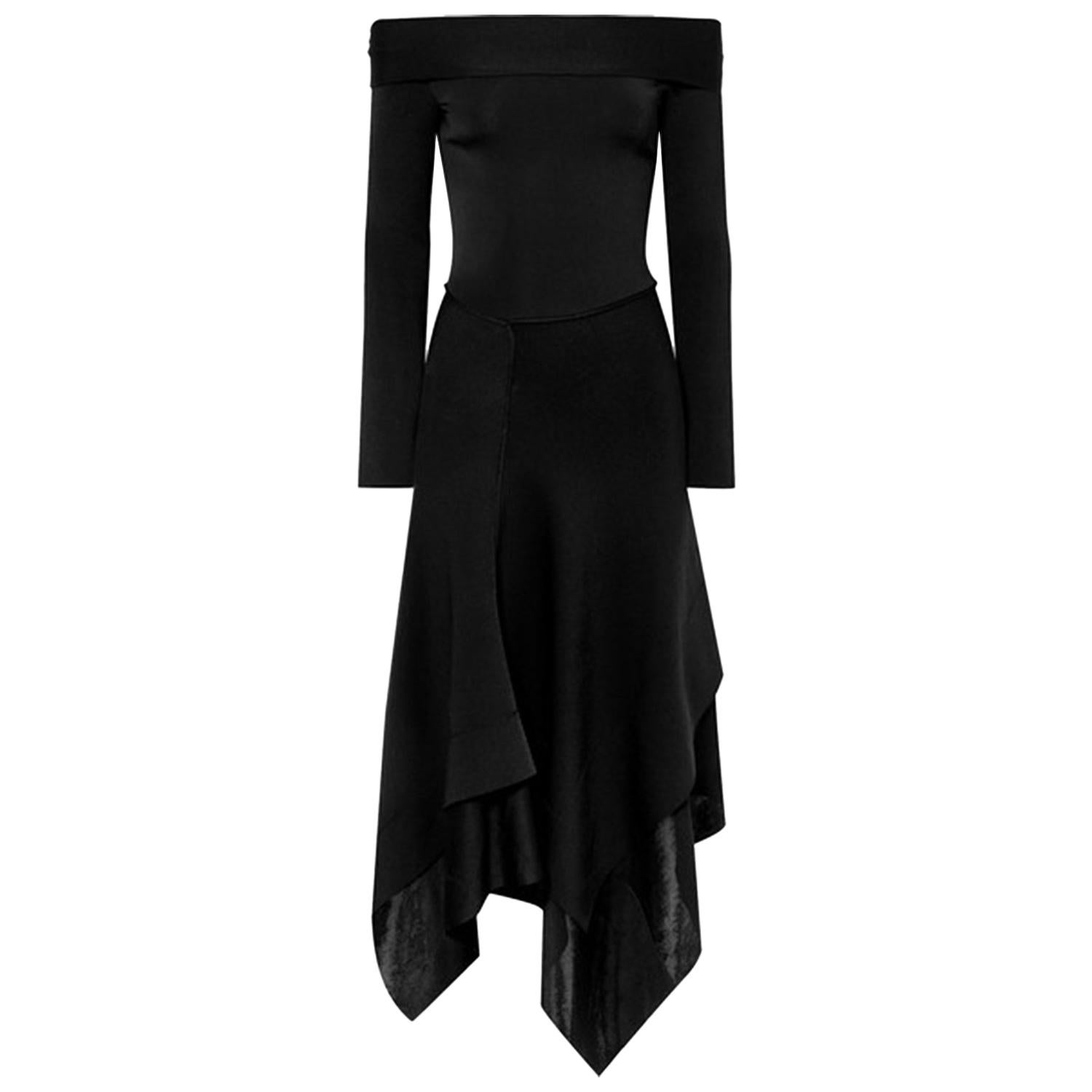 Victoria Beckham Off-the-Shoulder Asymmetric Stretch-Knit Midi Dress
