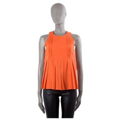 VICTORIA BECKHAM orange cotton PLEATED Tank Top Shirt 8 XS