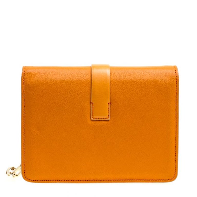 Victoria Beckham Orange Leather Mini Chain Shoulder Bag at 1stDibs