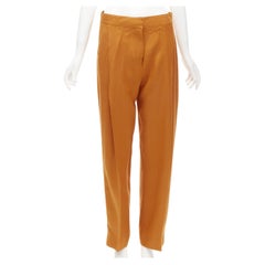 VICTORIA BECKHAM orange viscose pleat front trousers pants UK10 M