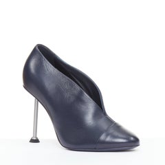 VICTORIA BECKHAM Pin dark navy blue smooth leather silver nail heel pumps EU38