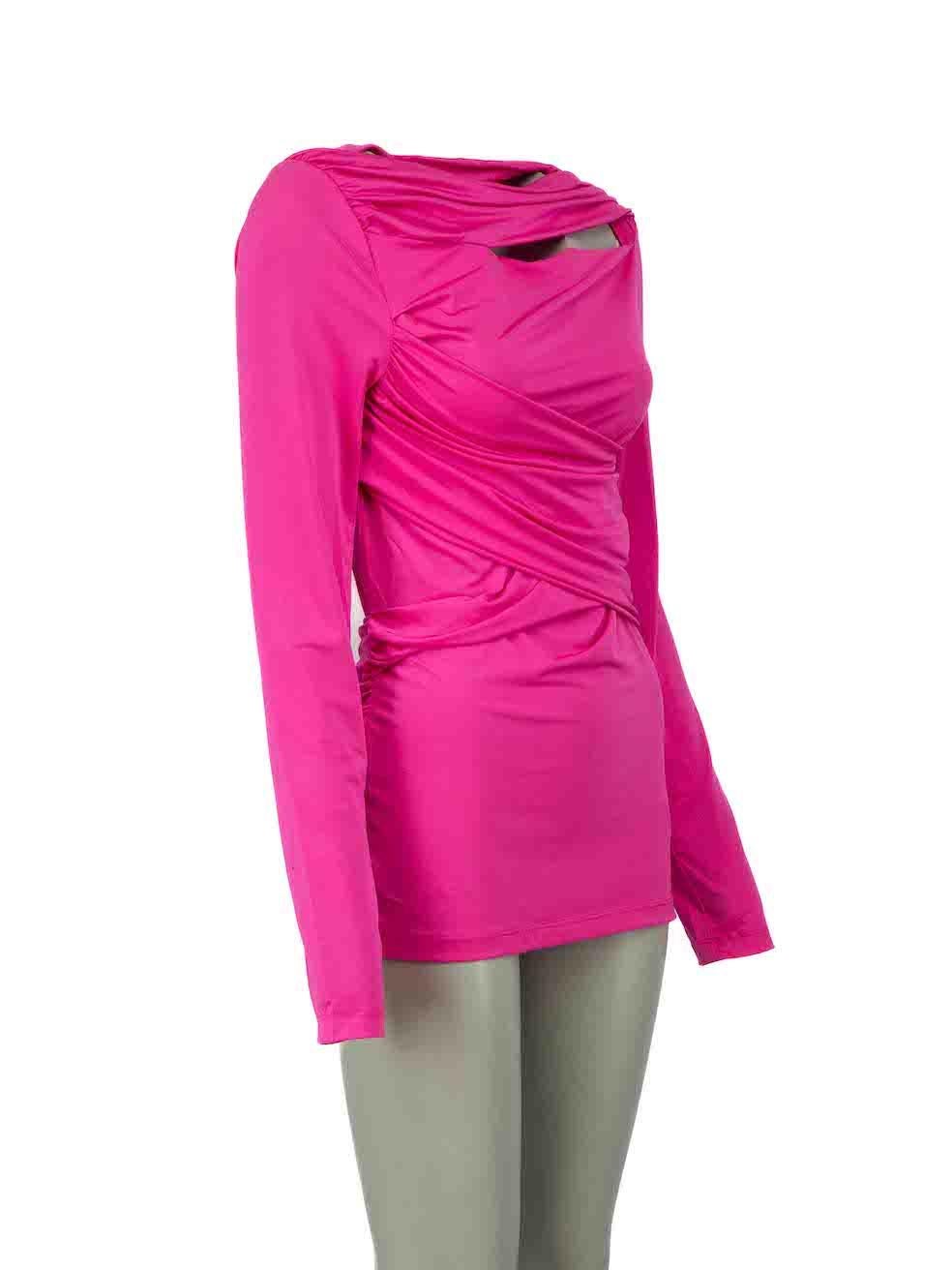 CONDITION is Very good. Hardly any visible wear to top is evident on this used Victoria Beckham designer resale item.
 
Details
Pink
Polyester
Top
Long sleeves
Ruched
Drape detail
 
Made in Portugal
 
Composition
94% Polyester, 6% Elastane
Care